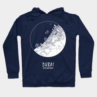 Dubai, UAE City Map - Full Moon Hoodie